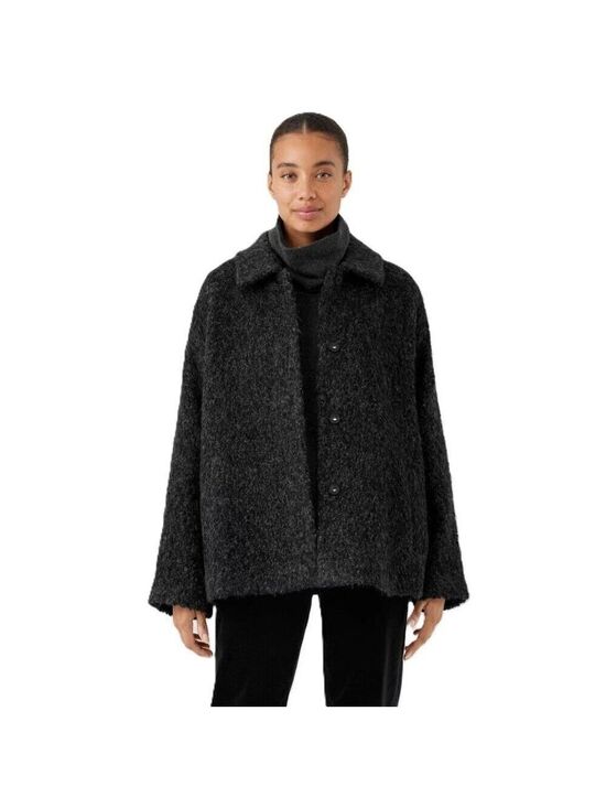 Eileen Fisher Jackets & Blazers - Eileen Fisher Alpaca Boucle Classic Collar Short Coat Charcoal Women's Size M